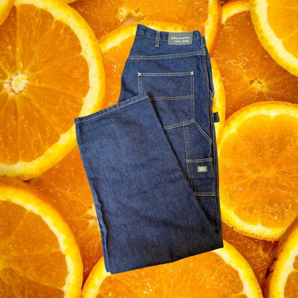 GUESS Jeans Company Mens‎ Carpenter Jeans Dark Wash Denim Style M0132093 W38 L36
